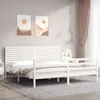 Image de vidaXL Cadre de lit avec tête de lit blanc 200x200 cm bois massif, lit, mobilier de chambre à coucher, lit en bois, lit double, cadre de lit en bois