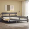 Image de vidaXL Bedframe met hoofdbord massief hout grijs 200x200 cm3195113