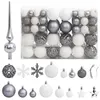 Image de vidaXL Ensemble de boules de Noël 111 pièces blanc et gris polystyrène, boule de sapin de Noël, décoration de Noël à suspendre, décoration de Noël