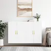 Image de vidaXL Armoires murales 2 pcs blanc 69,5x34x90 cm, armoire, vitrine murale, armoire flottante, armoire de rangement, armoire de rangement avec portes