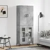 Image de vidaXL Buffet haut Gris béton 69,5x34x180 cm Bois d'ingénierie, buffet, armoire latérale, armoire de rangement, armoire, buffets, armoire haute