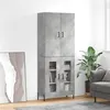 Image de vidaXL Buffet haut Gris béton 69,5x34x180 cm Bois d'ingénierie, buffet, armoire latérale, armoire de rangement, armoire, buffets, armoire haute