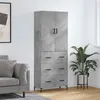 Image de vidaXL Buffet haut Gris béton 69,5x34x180 cm Bois d'ingénierie, buffet, armoire latérale, armoire de rangement, armoire, buffets, armoire haute