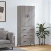 Image de vidaXL Buffet haut Sonoma gris 69,5x34x180 cm Bois d'ingénierie, buffet, armoire latérale, armoire de rangement, armoire, buffets, armoire haute