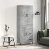 Image de vidaXL Buffet haut Gris béton 69,5x34x180 cm Bois d'ingénierie, buffet, armoire latérale, armoire de rangement, armoire, buffets, armoire haute
