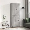Image de vidaXL Buffet haut Sonoma gris 69,5x34x180 cm Bois d'ingénierie, buffet, armoire latérale, armoire de rangement, armoire, buffets, armoire haute