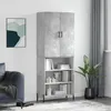Image de vidaXL Buffet haut Gris béton 69,5x34x180 cm Bois d'ingénierie, buffet, armoire latérale, armoire de rangement, armoire, buffets, armoire haute