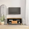 Image de Meuble TV marron et noir 100x33,5x46 cm bois massif de manguier