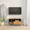 Image de vidaXL Meuble TV marron et noir 80x33,5x46 cm bois massif de manguier 356800
