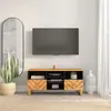 Image de vidaXL Meuble TV marron et noir 100x33,5x46 cm bois massif de manguier 356801