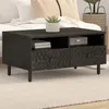 Image de vidaXL Table Basse, Table d'Appoint avec Pieds et Porte, Bout de Canapé avec Rangement, Meuble de Salon, Moderne, Noir Bois 356832