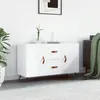 Image de Buffet blanc brillant 100x36x60 cm bois d ingénierie