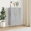 Image de vidaXL Buffet Haut, Armoire Latérale, Meuble avec Rangement, Organisateur de Salon Salle de Séjour, Moderne, Gris Béton Bois d'Ingénierie