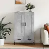 Image de vidaXL Buffet haut gris béton 69,5x31x115 cm bois d'ingénierie830336
