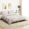 Image de Ensemble de housse de couette blanc et marron 240x220 cm Coton