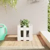 Image de vidaXL Jardinière avec design de clôture blanc 30x30x30 cm pin massif 832443