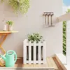Image de vidaXL Jardinière avec design de clôture blanc 50x50x50 cm pin massif 832453