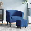 Image de vidaXL Kuipstoel met voetenbank tissu bleu