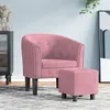 Image de Fauteuil avec repose pied rose velours