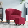 Image de Fauteuil avec repose pied rouge bordeaux velours
