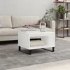 Image de vidaXL Table Basse, Table d'Appoint avec Pieds, Bout de Canapé avec Rangement, Meuble de Salle de Séjour, Moderne, Blanc Bois d'Ingénierie