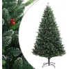 Image de vidaXL Sapin de Noël Artificiel à Charnières avec Baies Rouges, Arbre de Noël avec Support, Décoration de Fête Intérieur Extérieur, Moderne, 150 cm