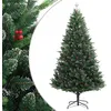 Image de vidaXL Sapin de Noël Artificiel à Charnières avec Baies Rouges, Arbre de Noël avec Support, Décoration de Fête Intérieur Extérieur, Moderne, 210 cm