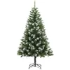 Image de vidaXL Sapin de Noël Artificiel à Charnières avec Neige Floquée, Arbre de Noël avec Support, Décoration de Fête Intérieur Extérieur, Moderne, 150 cm