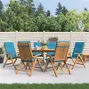 Image de Lot de 6 chaise Vidaxl en teck pliable H. 93 cm exterieur bleu