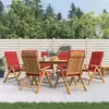 Image de Lot de 6 chaise vidaxl en teck pliable H. 104 cm exterieur rouge