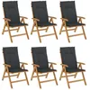 Image de Lot de 6 chaise Vidaxl en teck pliable exterieur H. 104 cm noir
