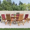 Image de Lot de 6 chaise Vidaxl exterieur pliable en teck H. 104 cm rouge