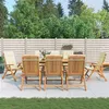 Image de Lot de 8 chaise Vidaxl H. 104 cm pliable exterieur en teck beige