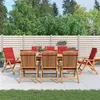 Image de Lot de 8 chaise Vidaxl en teck pliable exterieur H. 104 cm rouge