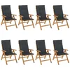 Image de Lot de 8 chaise Vidaxl exterieur pliable en teck H. 104 cm noir