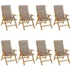 Image de Lot de 8 chaise Vidaxl H. 104 cm exterieur marron en teck