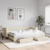 Image de vidaXL Lit de jour avec gigogne et tiroirs crème 80x200 cm tissu 3196631