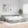 Image de vidaXL Lit de jour avec gigogne et tiroirs gris clair 90x200 cm tissu 3196632