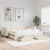 Image de vidaXL Lit de jour avec gigogne et tiroirs crème 90x200 cm tissu 3196636