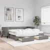 Image de vidaXL Lit de jour avec gigogne et tiroirs gris foncé 100x200 cm tissu 3196638