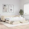 Image de vidaXL Lit de jour avec gigogne et tiroirs crème 100x200 cm tissu 3196641