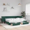 Image de vidaXL Lit de jour avec gigogne et tiroirs vert foncé 90x200cm velours 3196741