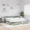 Image de vidaXL Slaapbank onderschuifbed en lades 100x200 cm fluweel lichtgrijs3196770