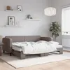 Image de vidaXL Slaapbank met onderschuifbed en matrassen 80x200 cm stof taupe3196832