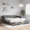 Image de vidaXL Slaapbank onderschuifbed en lades 90x200 cm stof donkergrijs3196853