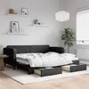 Image de vidaXL Slaapbank met onderschuifbed en lades 90x200 cm stof zwart3196854