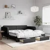 Image de vidaXL Slaapbank met onderschuifbed en lades 100x200 cm stof zwart3196859