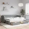 Image de vidaXL Slaapbank met onderschuifbed en lades 80x200 cm stof lichtgrijs3196865