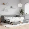 Image de vidaXL Slaapbank met onderschuifbed en lades 90x200 cm stof lichtgrijs3196870