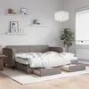Image de vidaXL Slaapbank met onderschuifbed en lades 90x200 cm stof taupe3196873